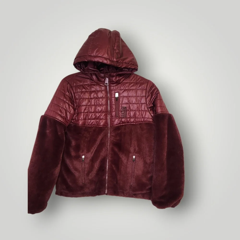 Justice Jacket Girls 14 Red Burdgundy Hood Full Zip Pockets